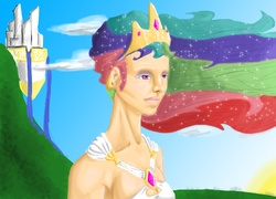 Size: 1800x1296 | Tagged: safe, artist:stormgilson, princess celestia, human, g4, creepy, female, humanized, solo, uncanny valley, wat