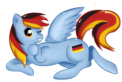 Size: 1024x683 | Tagged: safe, artist:skystarr, rainbow dash, g4, female, german dash, germany, rainbow deutsch, solo