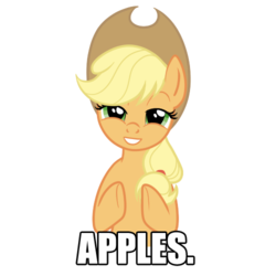 Size: 500x500 | Tagged: safe, artist:tenaflyviper, applejack, alien, g4, ancient aliens, apple, female, giorgio a. tsoukalos, image macro, solo, that pony sure does love apples