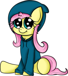 Size: 1454x1615 | Tagged: safe, artist:chibi95, fluttershy, pegasus, pony, g4, clothes, female, hoodie, solo
