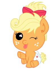 Size: 778x1024 | Tagged: safe, artist:mactavish1996, applejack, earth pony, pony, g4, .svg available, alternate hairstyle, baby, baby pony, babyjack, bow, diaper, filly, foal, simple background, svg, transparent background, vector