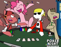 Size: 1019x784 | Tagged: safe, artist:kev-darkhood, doctor whooves, pinkie pie, time turner, g4, crossover, dave strider, doctor who, homestuck, poker night at the inventory, ponified, scout (tf2), team fortress 2