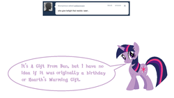 Size: 1280x720 | Tagged: safe, artist:askbenmare, twilight sparkle, g4, ask, english, full body, side view, simple background, speech bubble, trace, tumblr, white background