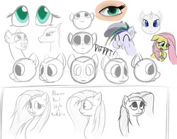 Size: 3410x2669 | Tagged: safe, artist:mattatatta, fluttershy, rarity, g4, eye, eyes, sketch