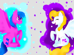 Size: 1024x768 | Tagged: safe, artist:leasmile, firefly, surprise, g1, g4, g1 to g4, generation leap, happy