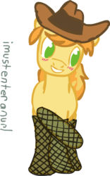 Size: 427x686 | Tagged: safe, artist:imustenteranurl, braeburn, g4, 30 minute art challenge, blushing, clothes, stockings