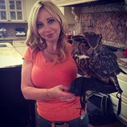 Size: 500x500 | Tagged: source needed, safe, human, owl, hooters, irl, irl human, photo, pun, tara strong
