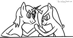 Size: 1280x658 | Tagged: safe, artist:saine grey, princess cadance, shining armor, g4, 30 minute art challenge, hoofwrestle