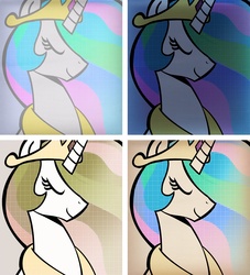 Size: 1752x1926 | Tagged: safe, artist:retro melon, princess celestia, g4, andy warhol, modern art, pop art, roy lichtenstein, style emulation