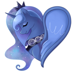 Size: 500x500 | Tagged: safe, artist:jiayi, princess luna, alicorn, pony, g4, eyes closed, female, heart, mare, simple background, smiling, solo, transparent background