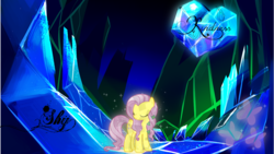 Size: 1920x1080 | Tagged: safe, artist:klon3, fluttershy, g4, crystal, crystal heart, crystallized, cutie mark, vector, wallpaper