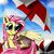 Size: 1024x1024 | Tagged: safe, artist:c-cain, fluttershy, pegasus, pony, g4, beach, beach ball, beach umbrella, female, solo, spread wings, water, wings