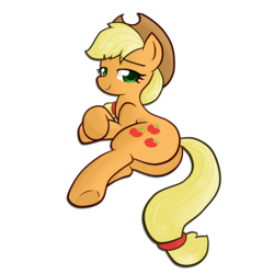 Size: 3000x3000 | Tagged: safe, artist:hidden-cat, applejack, earth pony, pony, g4, butt, female, looking at you, mare, plot, solo