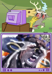 Size: 564x800 | Tagged: safe, discord, g4, crying, do not want, esidisi, exploitable meme, faic, jojo's bizarre adventure, meme, tv meme