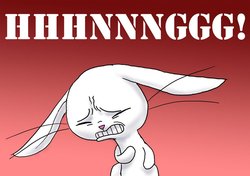 Size: 1000x703 | Tagged: safe, artist:doublewbrothers, angel bunny, rabbit, g4, animal, eyes closed, gradient background, heart attack, hnnng, male, meme, reaction image, real heart attack, solo