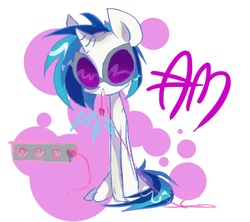 Size: 864x768 | Tagged: dead source, safe, artist:yuji8sushi, dj pon-3, vinyl scratch, pony, unicorn, g4, electrical outlet, female, mouth hold, plug, solo, us plug