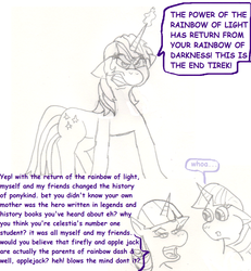 Size: 941x1017 | Tagged: safe, artist:tmntfan85, twilight sparkle, twilight velvet, g4, comic, dialogue, headcanon, speech bubble, traditional art