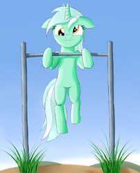 Size: 768x946 | Tagged: safe, artist:kasaler, lyra heartstrings, pony, unicorn, g4, derp, female, pullup, solo