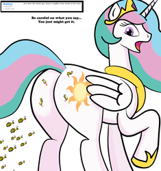 Size: 1201x1278 | Tagged: safe, artist:bsting, princess celestia, bee, pony, g4, bee fetish, bee sting, butt, female, fetish, literal butthurt, mare, plot, reddened butt, sting