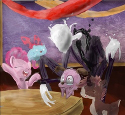 Size: 932x857 | Tagged: safe, artist:owlvortex, pinkie pie, g4, catbug, courage, slenderman, wip