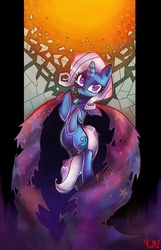 Size: 1506x2337 | Tagged: dead source, safe, artist:kaliptro, trixie, pony, unicorn, g4, cape, clothes, female, mare, solo