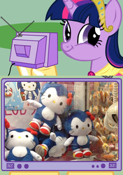 Size: 564x800 | Tagged: safe, twilight sparkle, alicorn, pony, g4, crossover, exploitable meme, female, hello kitty, male, mare, sanrio, sonic the hedgehog, sonic the hedgehog (series), tv meme, twiface, twilight sparkle (alicorn)