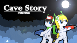 Size: 1920x1080 | Tagged: safe, artist:becool362, artist:clockwork65, pony, bipedal, cave story, crossover, curly brace, duo, ponified, quote (cave story)