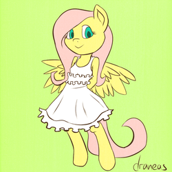 Size: 900x900 | Tagged: safe, artist:draneas, fluttershy, anthro, g4, 30 minute art challenge, clothes, dress, female, solo