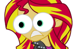 Size: 662x445 | Tagged: safe, artist:kanrabat, edit, edited screencap, screencap, sunset shimmer, equestria girls, equestria girls (movie), background removed, eye bulging, eyes, female, inverted mouth, reaction image, simple background, solo, special eyes, surprised, transparent background, vector