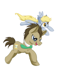Size: 900x1140 | Tagged: safe, artist:random-gal, derpy hooves, doctor whooves, time turner, pegasus, pony, doctor whooves and assistant, g4, allons-y, female, mare, necktie, simple background, transparent background, vector