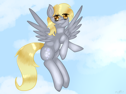 Size: 1024x768 | Tagged: safe, artist:muffinanator, derpy hooves, pegasus, pony, g4, female, mare, solo, underp