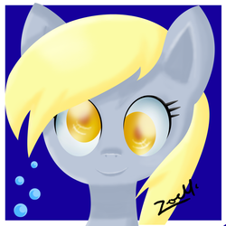 Size: 1000x1000 | Tagged: safe, artist:cheekycat11, derpy hooves, pegasus, pony, g4, bubble, female, mare, solo