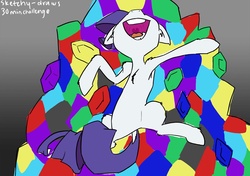 Size: 1280x903 | Tagged: safe, artist:lizzyoli-ravioli, rarity, g4, 30 minute art challenge, female, gem, pile, solo