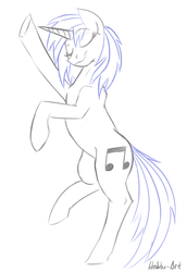 Size: 500x725 | Tagged: safe, artist:hobbsmeerkat, dj pon-3, vinyl scratch, g4, dancing, female, solo