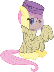 Size: 4525x6000 | Tagged: safe, artist:masem, idw, fluttershy, g4, absurd resolution, alternate hairstyle, bottomless, clothes, female, hat, idw showified, partial nudity, simple background, solo, sweater, sweatershy, transparent background, vector, veil
