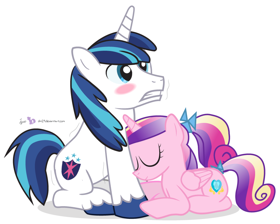 336899 Safe Artistdm29 Princess Cadance Shining Armor Blushing Cuddling Duo Female