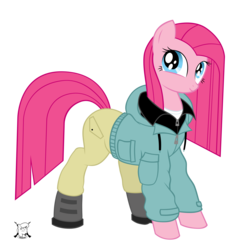 Size: 3056x3024 | Tagged: safe, artist:shadawg, pinkie pie, earth pony, pony, g4, clothes, female, jacket, pinkamena diane pie, simple background, solo, transparent background