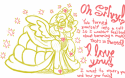 Size: 1280x800 | Tagged: safe, artist:familywing, oc, oc only, oc:golden brisk, alicorn, pony, alicorn oc, blushing, clothes, cute, dress, fancy, female, heart, mare, princess, rule 63, smiling, solo, sparkles
