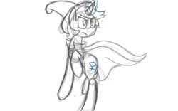 Size: 1280x800 | Tagged: safe, oc, oc only, oc:silver breeze, pony, unicorn, angry, cape, clothes, female, hat, magic, mare, reverse trap, solo, wizard, wizard hat