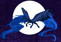 Size: 2384x1640 | Tagged: safe, artist:roseytail, princess luna, g4, eyes closed, female, flying, solo