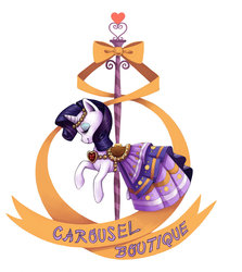 Size: 900x1011 | Tagged: safe, artist:courtneygodbey, rarity, g4, carousel, clothes, dress, female, gala dress, saddle, solo