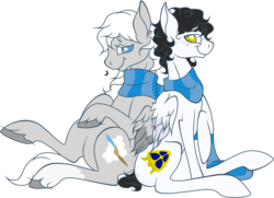 Size: 1019x736 | Tagged: safe, artist:legalese, oc, pegasus, pony, gay, male, scarf, shipping, stallion