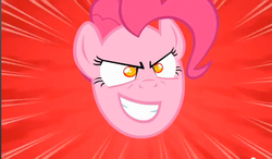 Size: 814x474 | Tagged: safe, edit, edited screencap, screencap, pinkie pie, earth pony, pony, g4, the last roundup, female, inverted mouth, mare, pinkie promise, rapeface, solo