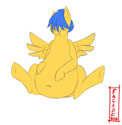 Size: 804x820 | Tagged: safe, artist:facade, oc, oc only, oc:lemonpuffs, pegasus, pony, chubby, fat, male, stallion