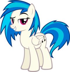Size: 1280x1326 | Tagged: safe, artist:flamelauncher14, dj pon-3, vinyl scratch, pegasus, pony, g4, cutie mark, dreamworks face, female, hooves, mare, race swap, recolor, simple background, smiling, smirk, solo, teeth, transparent background, vector, wings