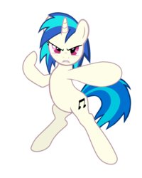Size: 1024x1280 | Tagged: safe, artist:flamelauncher14, dj pon-3, vinyl scratch, pony, unicorn, g4, bipedal, cutie mark, female, hooves, horn, mare, pose, recolor, simple background, solo, stance, standing, teeth, transparent background, vector