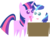 Size: 912x690 | Tagged: safe, shining armor, twilight sparkle, pony, friendship is witchcraft, g4, box, colt, female, filly, francis sparkle, incest, inverted mouth, licking, male, not creepy, not incest, pointy ponies, pony in a box, ship:shiningsparkle, shipping, simple background, straight, tongue out, transparent background, vector