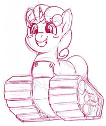 Size: 1079x1280 | Tagged: safe, artist:sdteddybear, sweetie belle, tank pony, g4, female, pony tank, solo, tank (vehicle)