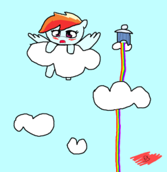 Size: 2380x2450 | Tagged: artist needed, source needed, safe, rainbow dash, g4, blushing, cloud, cloudy, female, rainbow, solo