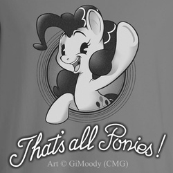 Size: 800x800 | Tagged: safe, artist:gimoody, pinkie pie, g4, black and white cartoon, female, looney tunes, old time, old timey, oldschool cartoon, pac-man eyes, parody, solo